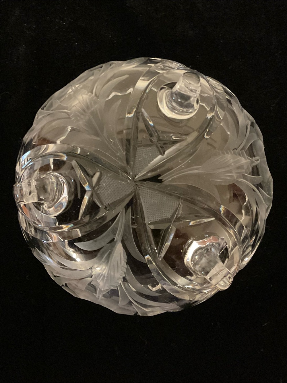 Footed Bowl Brilliant Cut Glass Crystal Sawtooth Rim Pinwheel or Floral Design - Picture 6 of 14